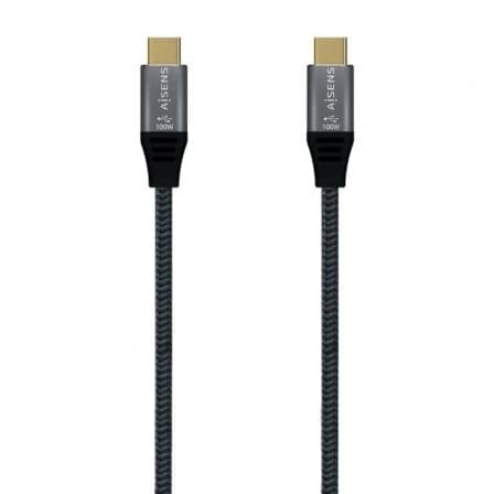 Cable USB 3.2 Tipo-C Aisens A107-0672 20GBPS 100W/ USB Tipo-C Macho - USB Tipo-C Macho/ Hasta 100W/ 20Gbps/ 1.5m/ Gris