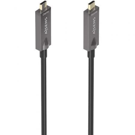 Cable USB 3.1 Tipo-C Aisens AOC A157-0882/ USB Tipo-C Macho - USB Tipo-C Macho/ Hasta 60W/ 10Gbps/ 10m/ Negro