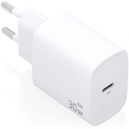 Cargador de Pared GaN Aisens A110-0950/ 1xUSB Tipo-C/ 30W/ Blanco