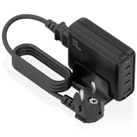 Cargador Sobremesa GaN Aisens ASCH-140W4P056-BK/ 3xUSB Tipo-C/ 1xUSB/ 140W