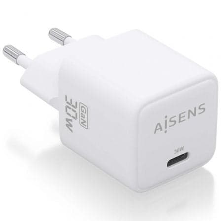 Cargador de Pared GaN Aisens ASCH-30W1P035-W/ 1xUSB Tipo-C/ 30W