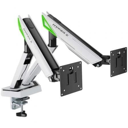 Soporte de Mesa Gaming con Contrapeso para 2 Monitores Aisens DT38TSR-345/ Giratorio/ Inclinable/ hasta 16kg