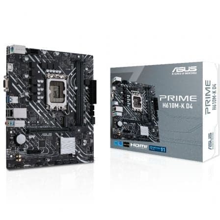Placa Base Asus Prime H610M-K D4/ Socket 1700/ DDR4/ PCIe 4.0/ Micro ATX