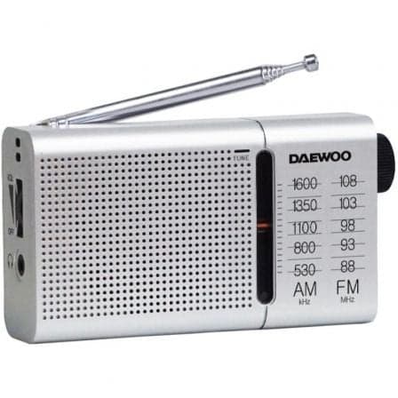 Radio Portátil Daewoo DW1037/ a Pilas/ Plateada