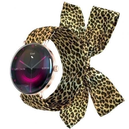 Forever Smartwatch Lucca SB-370/ Notificaciones/ Frecuencia Cardiaca/ Oro Rosa/ Incluye Correa Leopardo
