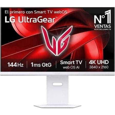 Smart Monitor Gaming LG UltraGear 32G810SA-W 32"/ 4K/ Multimedia/ 1ms/ 144Hz/ IPS/ Regulable en altura/ Smart TV/ Blanco