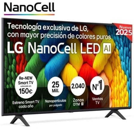 Televisor LG NanoCell 55NANO80A6B 55"/ Ultra HD 4K/ Smart TV/ WiFi
