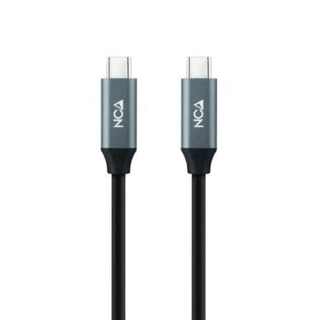 Cable USB 3.2 Nanocable 10.01.4300/ USB Tipo-C Macho - USB Tipo-C Macho/ Hasta 100W/ 20Gbps/ 50cm/ Gris y Negro