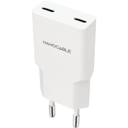 Cargador de Pared Nanocable 10.10.2026/ 2xUSB Tipo-C/ 25W/ Blanco