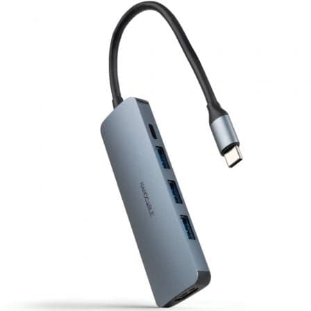 Docking Tipo-C Nanocable 10.16.4605/ 3xUSB/ 1xHDMI 4K/ 1xUSB Tipo-C PD/ Gris