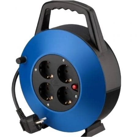 Regleta enrollable Phasak BN 3411/ 4 Tomas de Corriente/ Cable 10m/ Azul