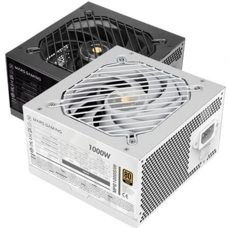 Fuente de Alimentación Mars Gaming MPB1000SI/ 1000W/ Ventilador 12cm/ 80 Plus Gold/ Blanca