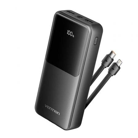 Powerbank 20000mAh Vention FHPB0/ 22.5W/ Negra/ Incluye Cable USB Tipo-C y Lightning