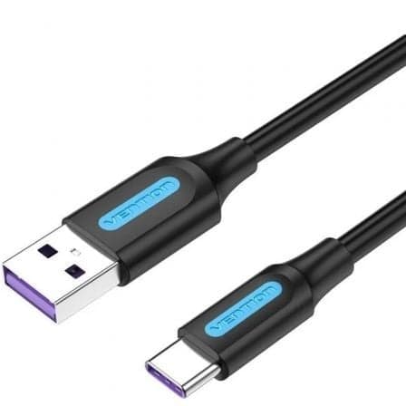 Cable USB 2.0 Tipo-C Vention CORBF/ USB Macho - USB Tipo-C Macho/ 480Mbps/ 1m/ Negro