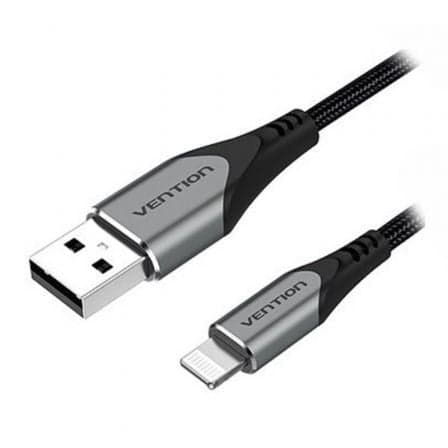 Cable USB 2.0 Lightning Vention LABHF/ USB Macho - Lightning Macho/ 480Mbps/ 1m/ Gris