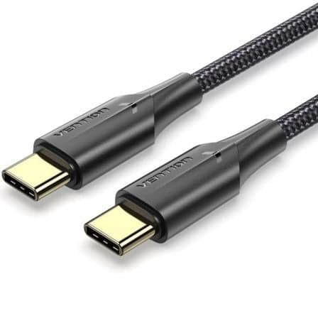 Cable USB 2.0 Tipo-C 3A Vention TAUBI/ USB Tipo-C Macho - USB Tipo-C Macho/ 480Mbps/ 3m/ Negro