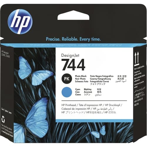 HP Cabezal 744 designjet  Negro Foto y Cyan