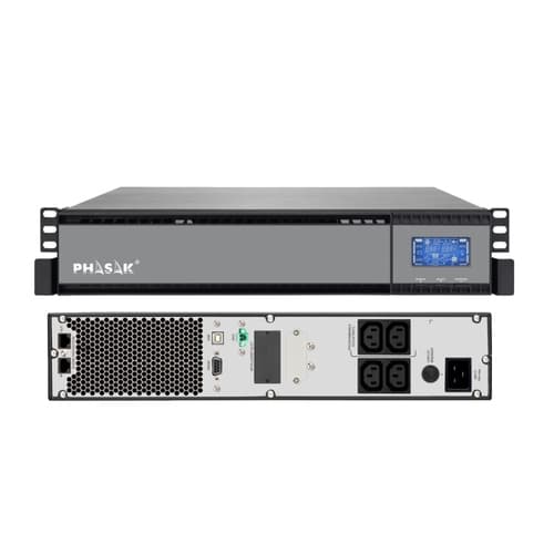 Phasak - SAI PH 9310 - Online - 1KVA/800W - Formato Rack - 4 IEC - LCD - USB+RS232+RJ45 - Baterias 3x 9Ah