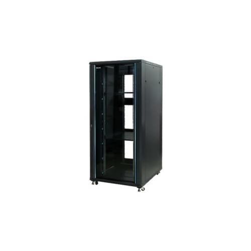 Armario rack suelo 19" PHASAK-PRO 47U 800x1000 negro, 2 bandejas fijas+Ventilación X4-12" + Regleta X6