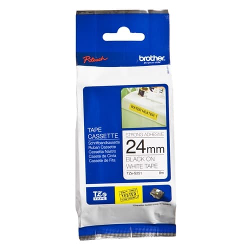 Brother TZeS251 - Adhesivo extrarresistente - negro sobre blanco - Rollo (2, 39 cm x 7, 99 m) 1 bobina(s) tipo laminado - para P-Touch PT-3600, D600, D800, E500, E550, H500, P750, P900