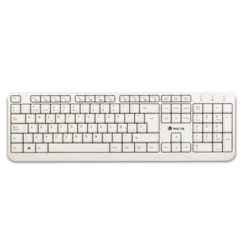 NGS - Teclado Spike - 105 Teclas - Multimedia - Membrana - Color Blanco