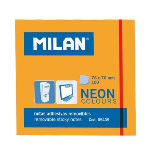 MILAN BLOC NOTAS ADHESIVAS 100 HOJAS 76X76MM NARANJA NEÓN