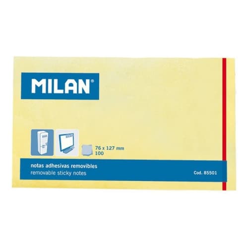 MILAN BLOC NOTAS ADHESIVAS 100 HOJAS 127X76MM AMARILLO - 10U.