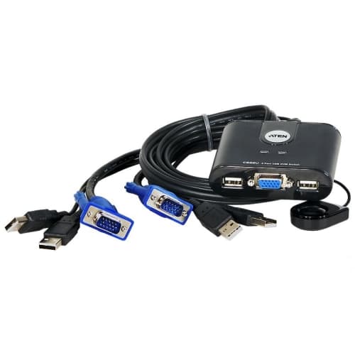 Aten - KVM mini USB 2>1 con mando. Resolución 2048x1536/DDC2B