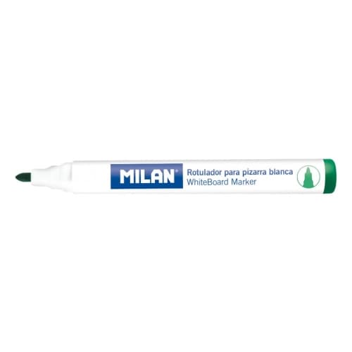 Milan Rotuladores para pizarra blanca, color verde. Borrable en seco.Punta redonda 4,7 mm. Cajas de 12 unidades