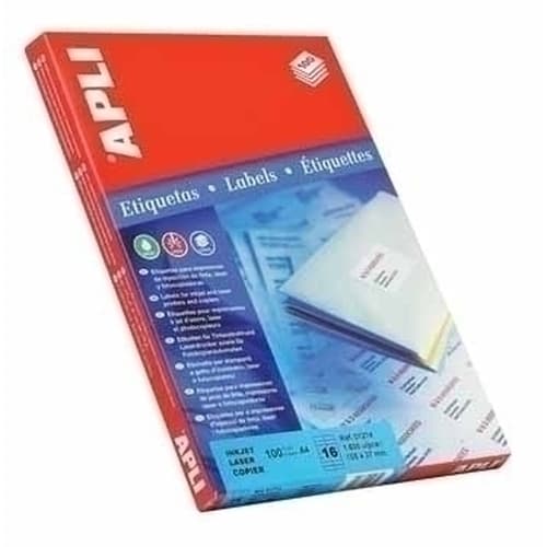 APLI ETIQUETAS BLANCO PARA IMPRESORA INKJET, LSER Y FOTOCOPIADORAS / 52,5 X 29,7MM / CANTOS RECTOS - 100 HOJAS-
