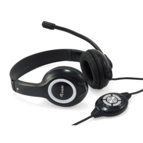 Equip - Auriculares USB Equip Life - Micrófono - Control de volumen - Cable 2m - Negro/blanco