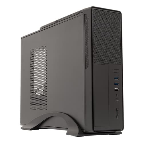 Caja sobremesa microATX Slim Unyka UK-2010 - FA SFX 300W 85% Eficiencia - USB 3.0 x2 , USB 2.0 x1 Audio, Micrófono y Lector de tarjetas MS/MMC/SD frontal