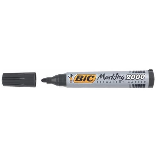 BIC MARCADOR PERMANENTE MARKING 2000 PUNTA REDONDA NEGRO CAJA -12U-