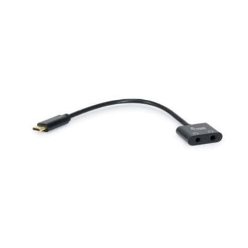CABLE ADAPTADOR USB-C A AUDIO DAC 2 JACK 3.5MM HEMBRA PARA AURICULAR Y MICROFONO