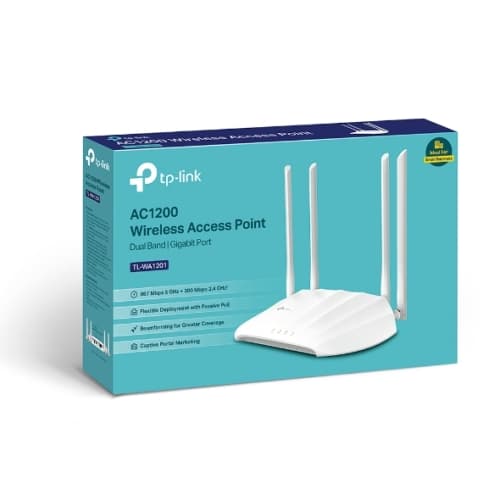 PUNTO DE ACCESO WIFI TP-LINK WA1201 INTERIOR AC1200 DUAL BAND 5Ghz / 2.4Ghz 4 ANTENAS FIJAS POE PASIVO AP/CLIENT/ RANGE EXTENDER  1 PUERTO GIGABIT
