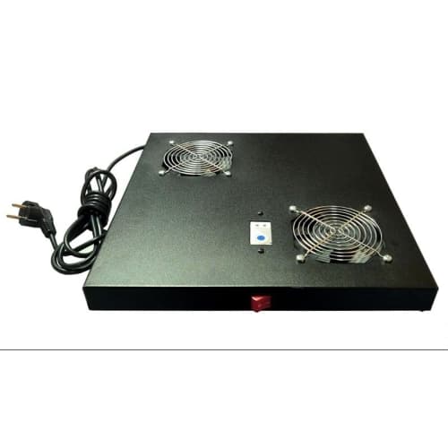 Conjunto ventilación para rack 2 coolers y termostato 1U negro