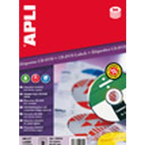 APLI ETIQUETAS PARA CD-DVD BLANCO OPACO
