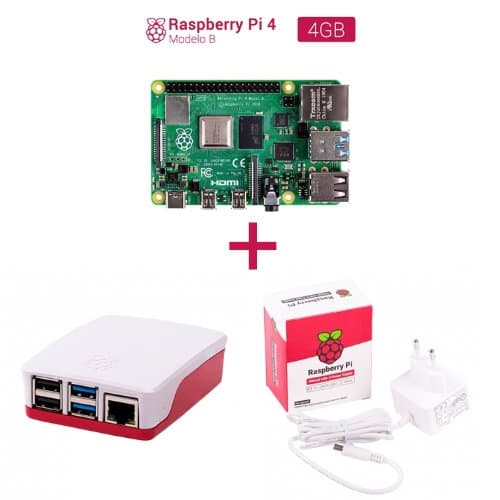Kit Raspberry Pi 4 4GB + Caja blanca - Alimentación blanca