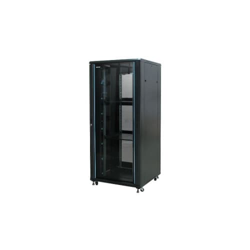 Armario rack suelo 19" PHASAK-PRO 42U 800x800 negro, 2 bandejas fijas + Ventilación X4-12" + Regleta X6 + ruedas (INCLUYE MONTAJE Y PORTES)