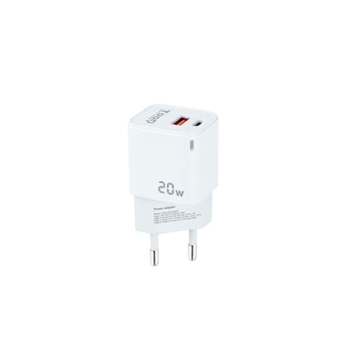 TooQ - CARGADOR DE PARED USB-C/PD + USB-A/QC 20W