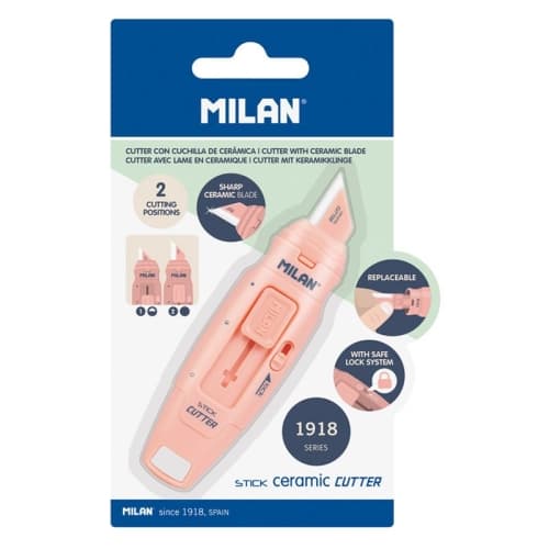 MILAN CUTTER STICK CON HOJA CERÁMICA 2 POSICIONES REEMPLAZABLE ROSA -BLISTER