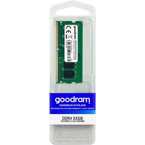 Goodram - DDR4 - 16GB - SODIMM de 260 espigas - 3200 Mhz / PC4-25600- 1.2 V - CL22 - sin memoria intermedia - no ECC