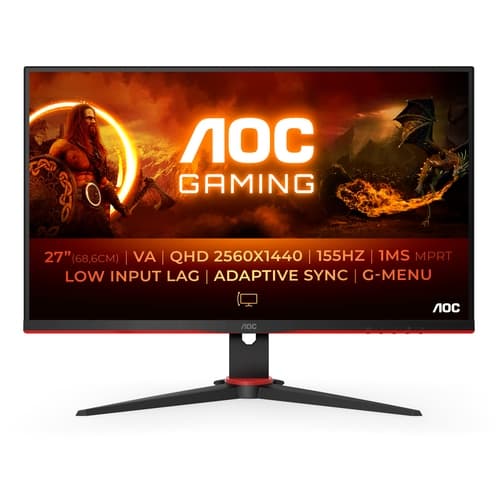 Monitor Gaming AOC Q27G2E/BK 27"/ QHD/ 1ms/ 144Hz/ VA/ Negro y Rojo
