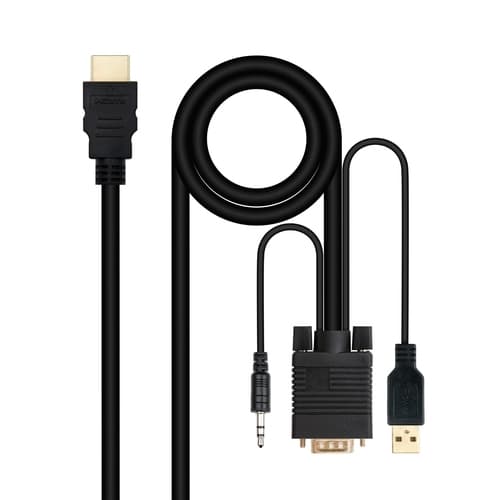 CABLE CONVERSOR HDMI A VGA+JACK3.5+USB-A 1.8 M