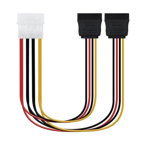 CABLE SATA ALIM. 5.25(MOLEX 4PIN)/M-2xSATA/H 20 CM