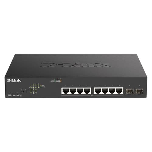 SWITCH SEMIGESTIONABLE D-LINK DGS-1100-10MPV2/E 8P GIGA POE (130W) + 2P GIGA COMBO RACK