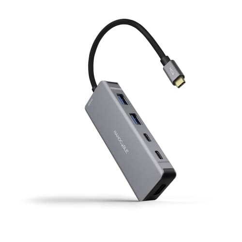 HUB USB-C 2xUSB-A+2xUSB-C+HDMI+USB-C PD 100W GRIS