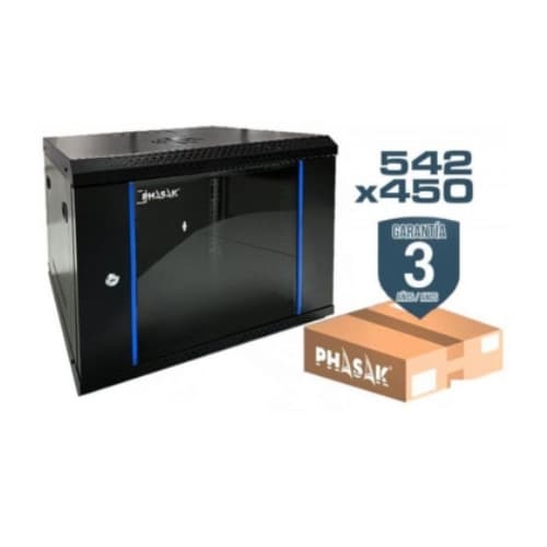 Rack mural Phasak 19" / 7U / 542x450 / Negro / Desmontado