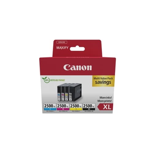 Canon PGI2500XL Pack de 4 Cartuchos de Tinta Originales - 9254B004/9254B010