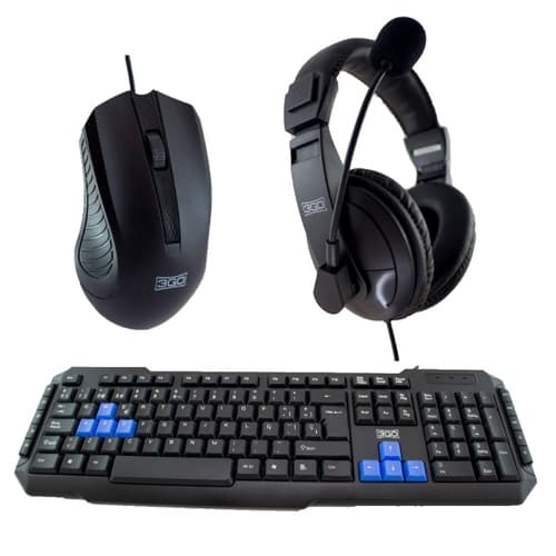 3Go COMBODRILEH2 - Teclado + ratón + auriculares - Multimedia - Negro - USB
